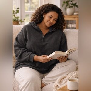 Knix Oversized Black Modal Blend Hoodie Size  3XL  Athleisure Lounge Pullover